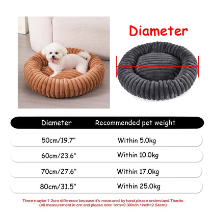 40-90cm Cat Bed Plush Round Soft Warm Cushion for Dog Pet Winter Sleeping