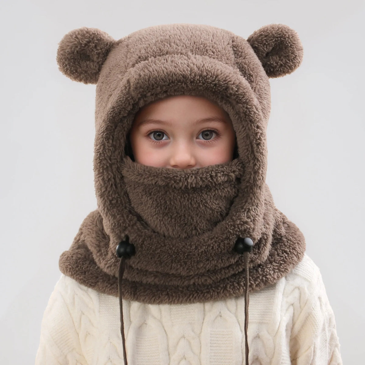Warm Winter Hats for Kids 3-14 Years with Plush Scarf Boys Girls