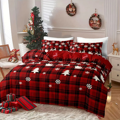 3-Piece Christmas Duvet Cover Set Reversible Bedding Quilt Double King Size