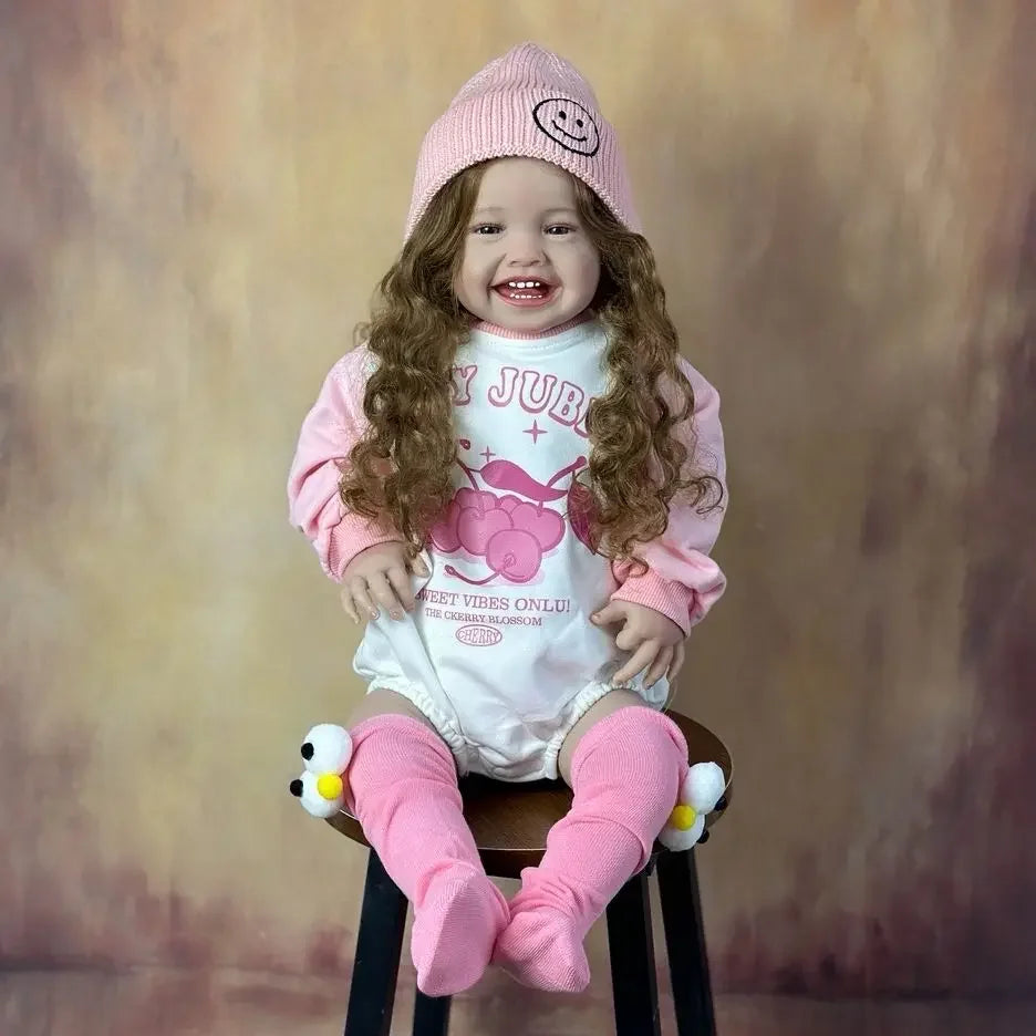 BZDOLL Lifelike 60 CM 24 Inch Soft Silicone Reborn Smiling Baby Doll Handmade Dress Up Toy Lovely Christmas Gift For Child-EXPROTAS