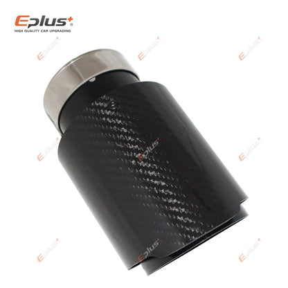 Carbon Muffler Tip | Glossy Black Exhaust Pipe Nozzle for Car Stainless Steel