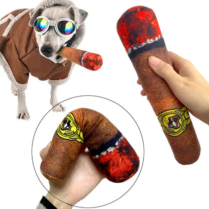 Plush Cigar Squeaky Dog Toy Funny Chew Molar Bite-Resistant Pet Toy Gift