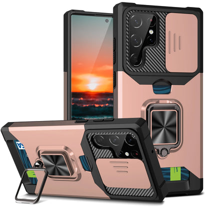 Armour Ring Phone Case for Samsung S21 S22 S23 S24 Ultra Note20 Card Slot