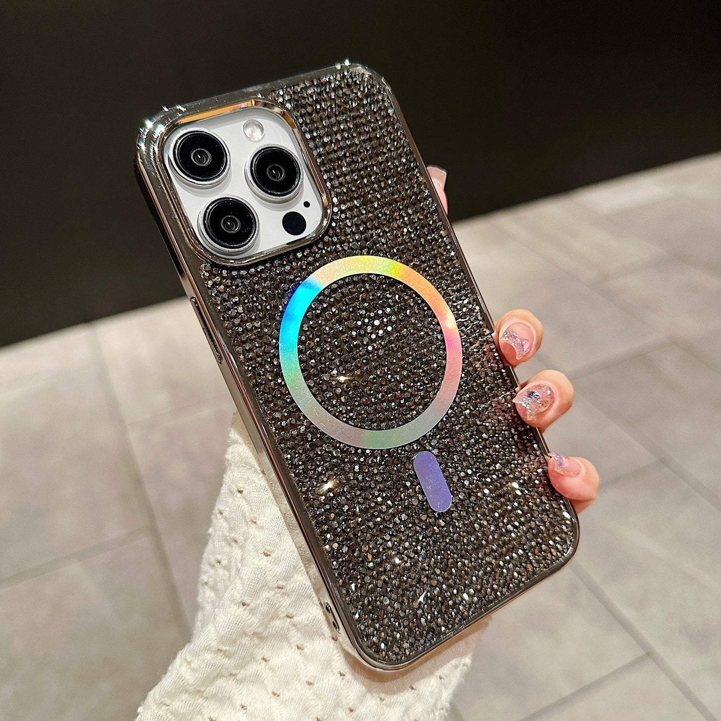 Diamond MagSafe Case for iPhone 11-17 Air Pro Max Plus Electroplate Cover