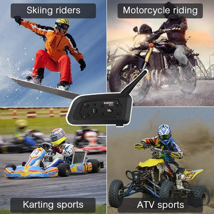 XiNOWY V6 PRO Motorcycle Bluetooth Intercom Helmet Headset 800m Waterproof 6 Riders Music
