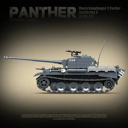 WW2 German Panther G Tank Building Blocks Military Brick Model Toy Set