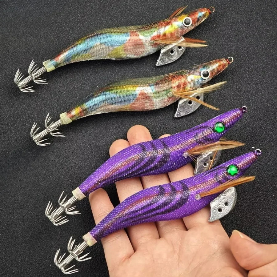 2pcs Shrimp Jig Lure 13cm Luminous Squid Octopus Saltwater Fishing Hooks