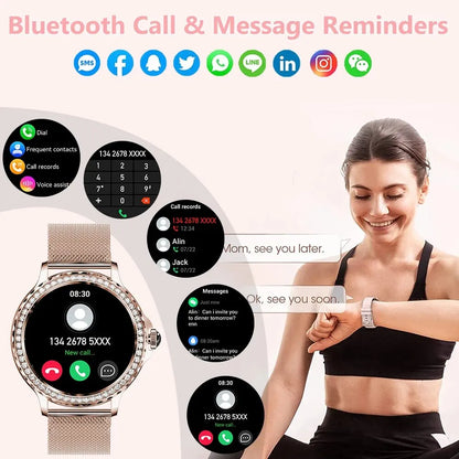 MEVADEN Rosegold Smart Watch For Lady Bluetooth Call 100+Sports Mode Fitness Women Smartwatch DIY Dials For IOS Android NX19-EXPROTAS