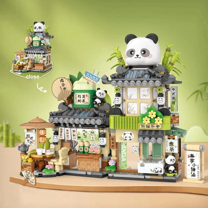 Street View Building Blocks Izakaya Shaved Ice Takoyaki Coffee Panda Tea House Model