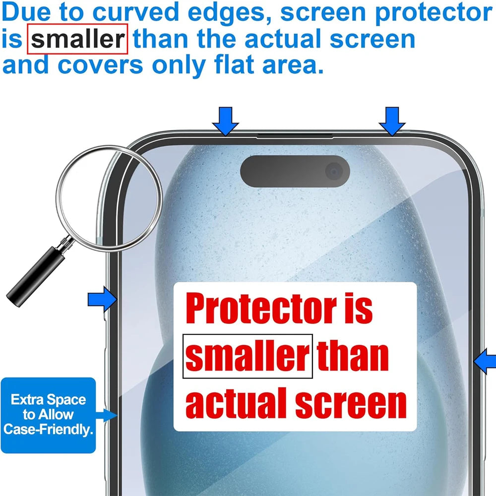Tempered Glass Max Screen Protector for iPhone 18 17 16 15 14 13 Plus Mini