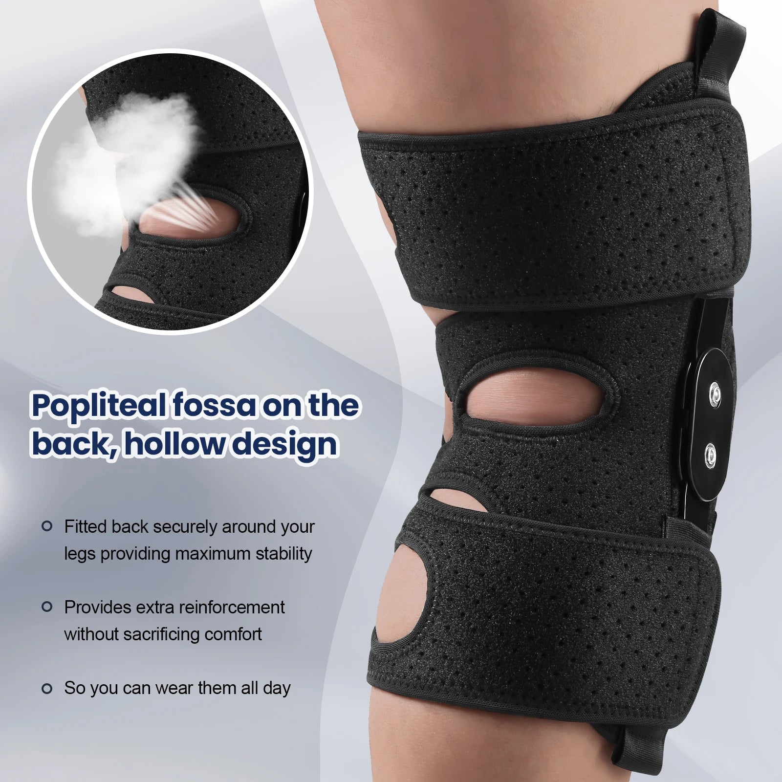 Hinged Knee Brace with Side Stabilizers & Patella Gel Pad for Men & Women - EXPROTAS
