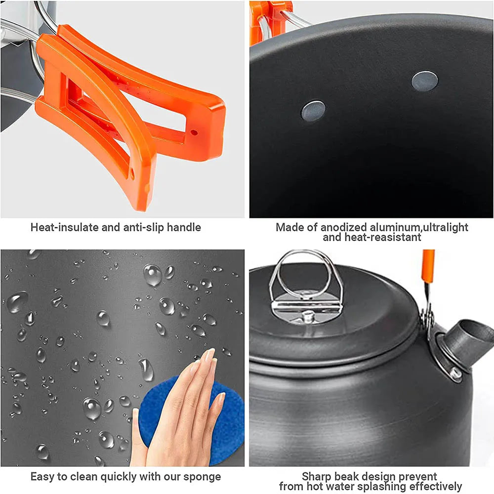 1pcs Outdoor Cooking Camping Cookware Set Portable Picnic Kettle Pan Pot