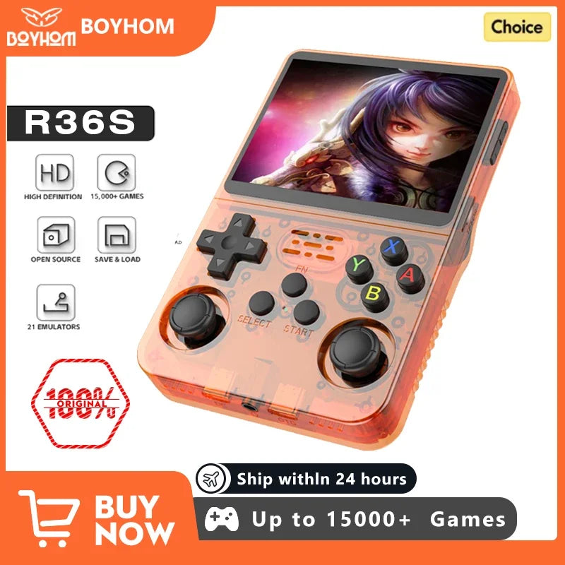 Open Source R36S Retro Handheld Video Game Console Linux System 3.5 Inch IPS Screen Portable Pocket Video Player 64GB 128G Games-EXPROTAS