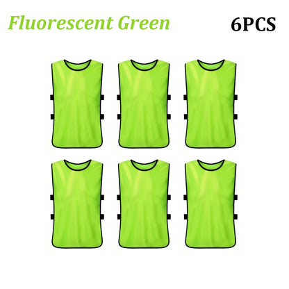 6PCS Pinnies Quick Drying Soccer Football Training Vests Youth Sports