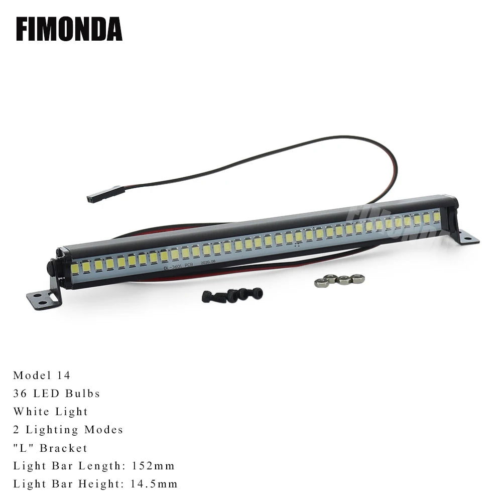 RC Crawler Roof LED Light Bar White Coloured Adjustable Modes 1/10 TRX4 SCX10
