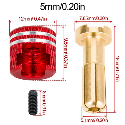 4mm 5mm Low Profile Bullet Plugs Solderless Metal Heatsink Connectors RC Car