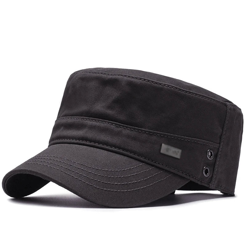 Baseball Cap Men Flat Cotton Sun Hat Casual Peaked Outdoor Brim