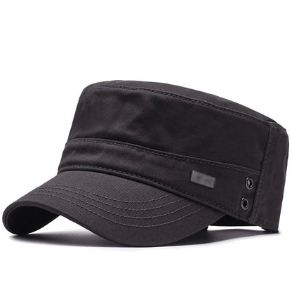 Baseball Cap Men Flat Cotton Sun Hat Casual Peaked Outdoor Brim