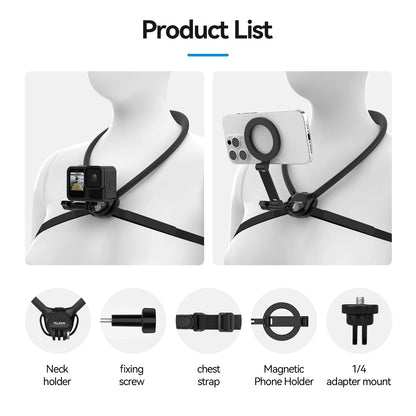 TELESIN Neck Mount Holder for Phone GoPro Insta360 DJI Action Camera 2-in-1