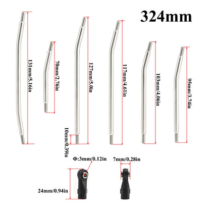 313/324mm Metal Upper Lower Link Set Plastic Rod Ends 1/10 RC Crawler SCX10 II