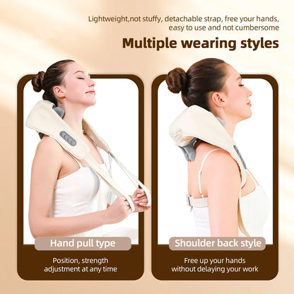 Shoulder Massager Wireless 26W Kneading Neck and Back Heat Shawl Wrap