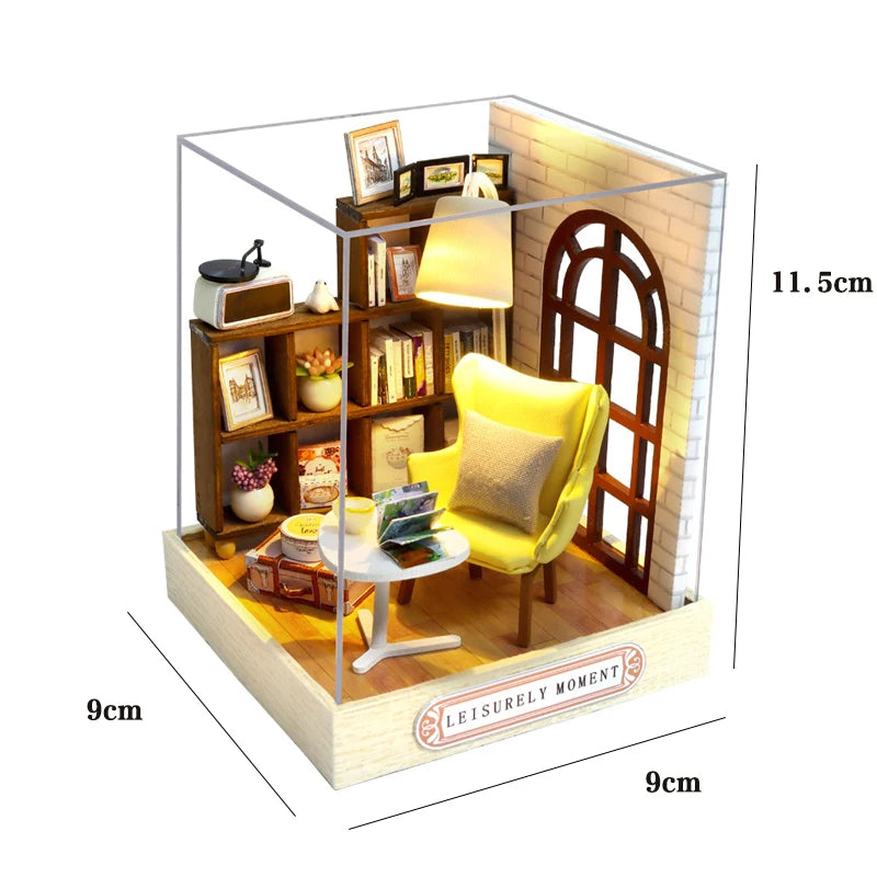 DIY Miniature Dollhouse 3D Puzzle Kit with Furniture & LED Lights Room Decor Gift - EXPROTAS