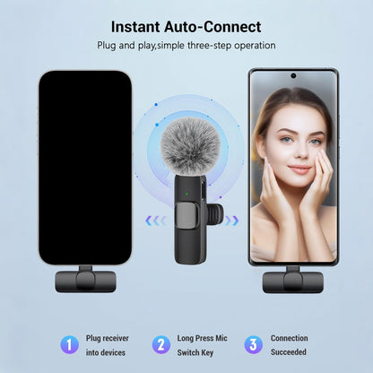 Type-C Port Professional Wireless Lavalier Microphone for Smartphones Plug Play