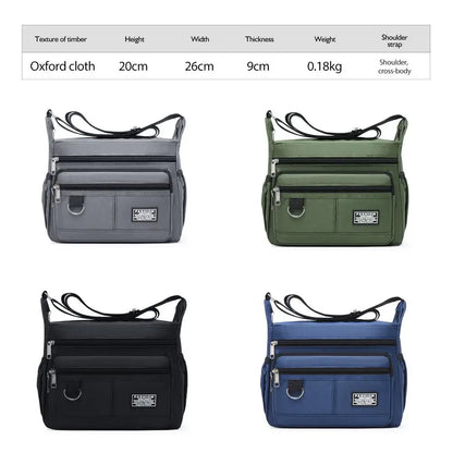 Men's Crossbody Bag Travel Sling Shoulder Handbag Multi-Pockets Storage
