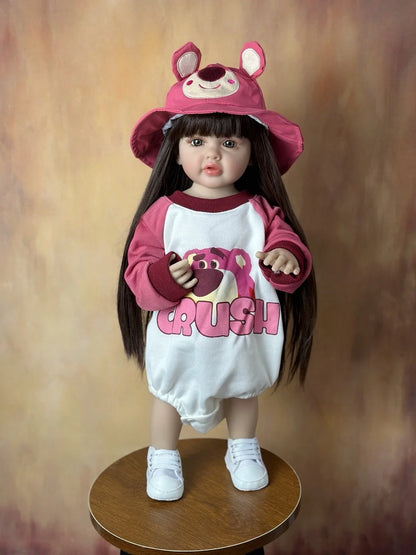 BZDOLL 55CM 22Inch Can Stand Reborn Baby Lifelike Girl Doll Full Soft Silicone Body Princess Toddler Bebe Birthday Gift-EXPROTAS