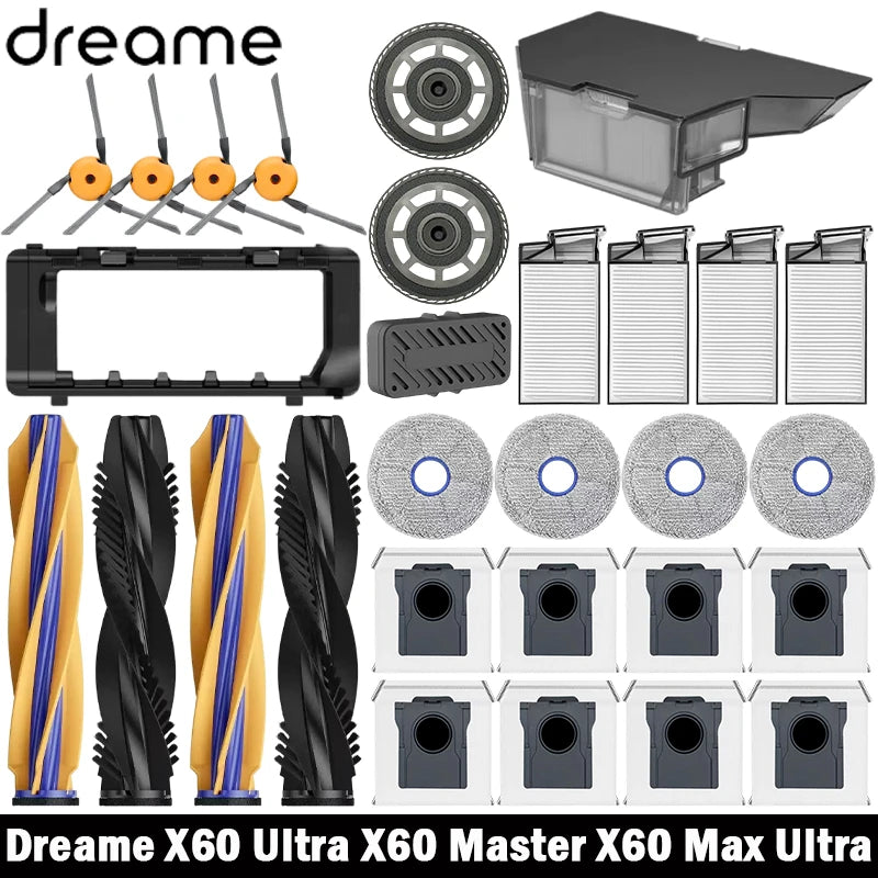 Dreame X60 Ultra/X60 Master/X60 Max Ultra Robot Vacuums Cleaner Accessory Dust Bag Main Side Brush Hepa Filter Mop Cloths Spare