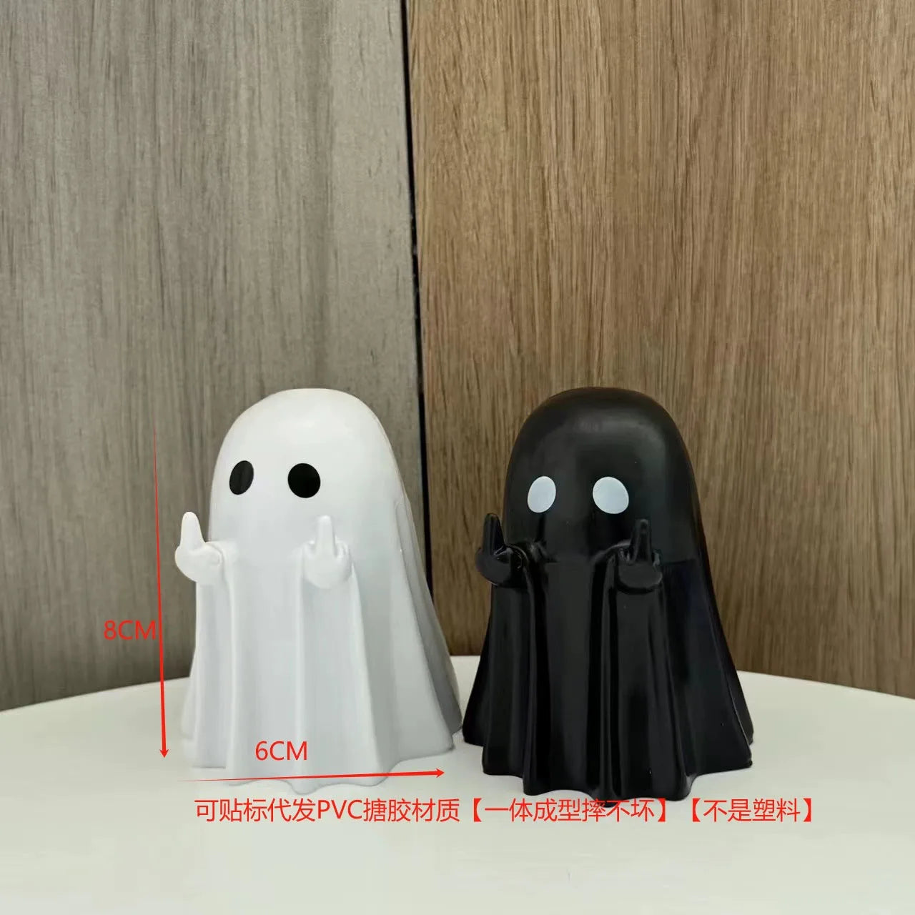 Cute Middle Finger Ghost Statue Small Halloween Decor for Home Centerpiece