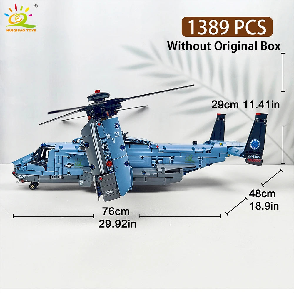 1389PCS Building Block V-22 Tiltrotor Helicopter Model Toy Set