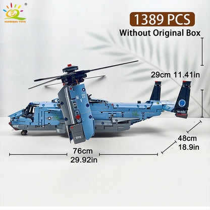 1389PCS Building Block V-22 Tiltrotor Helicopter Model Toy Set
