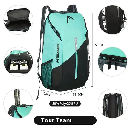 HEAD Tour Team Series Tennis Backpack Large Capacity With Shoe Compartment Racket Room Rackets Bag-EXPROTAS