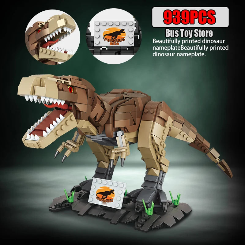 939pcs T-Rex & Triceratops Dinosaur Building Blocks Set Kids Boys Craft Toy Gift