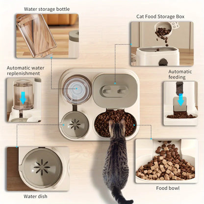 Automatic Cat Bowl Feeder Water Dispenser for Small Medium Large Pets