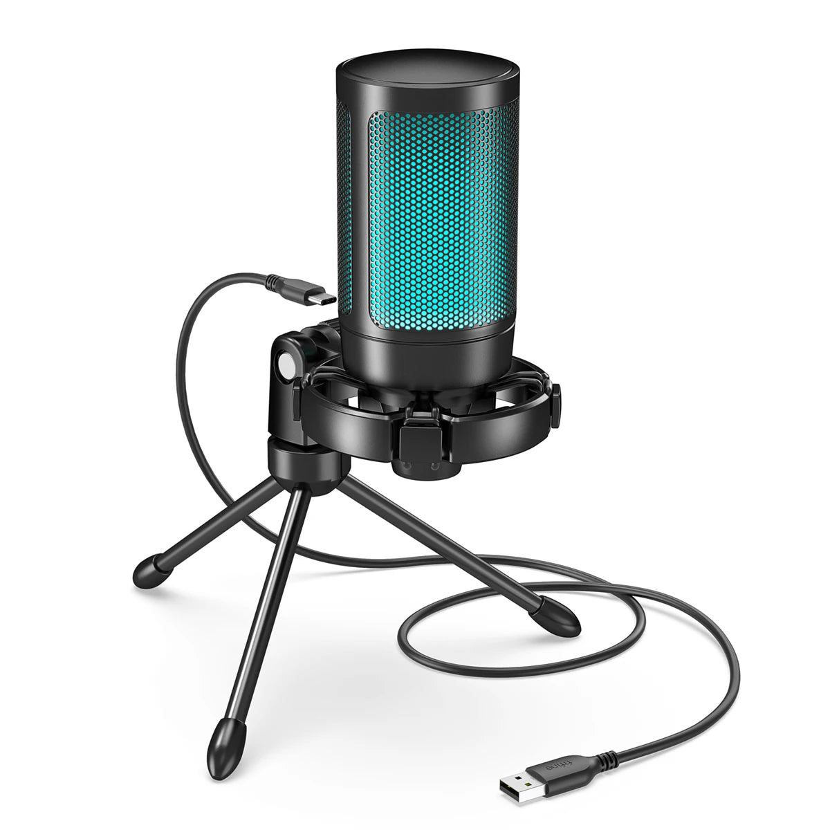 USB Gaming Microphone Condenser Mic for PC PS4/5 Streaming RGB