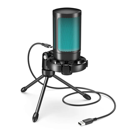 USB Gaming Microphone Condenser Mic for PC PS4/5 Streaming RGB
