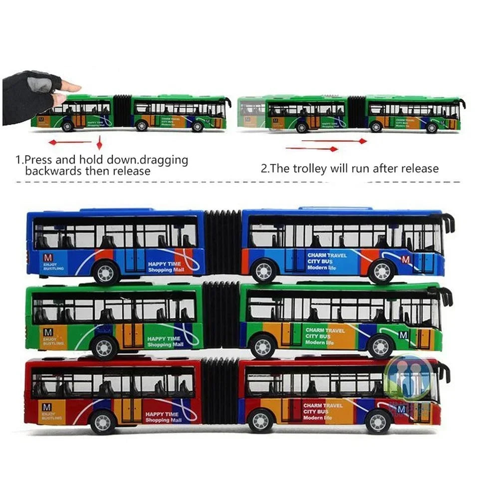 Pull Back Alloy City Bus Model Diecast Double Decker Toy 1:64 Scale