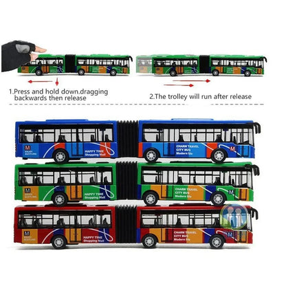 Pull Back Alloy City Bus Model Diecast Double Decker Toy 1:64 Scale