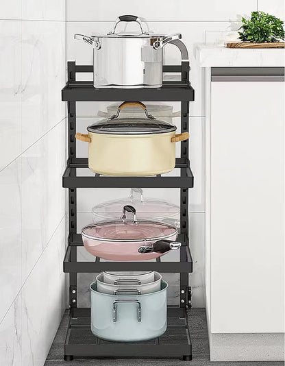 Kitchen Sink Storage Rack Adjustable Multi-Layer Pot Holder for Home Stovetop