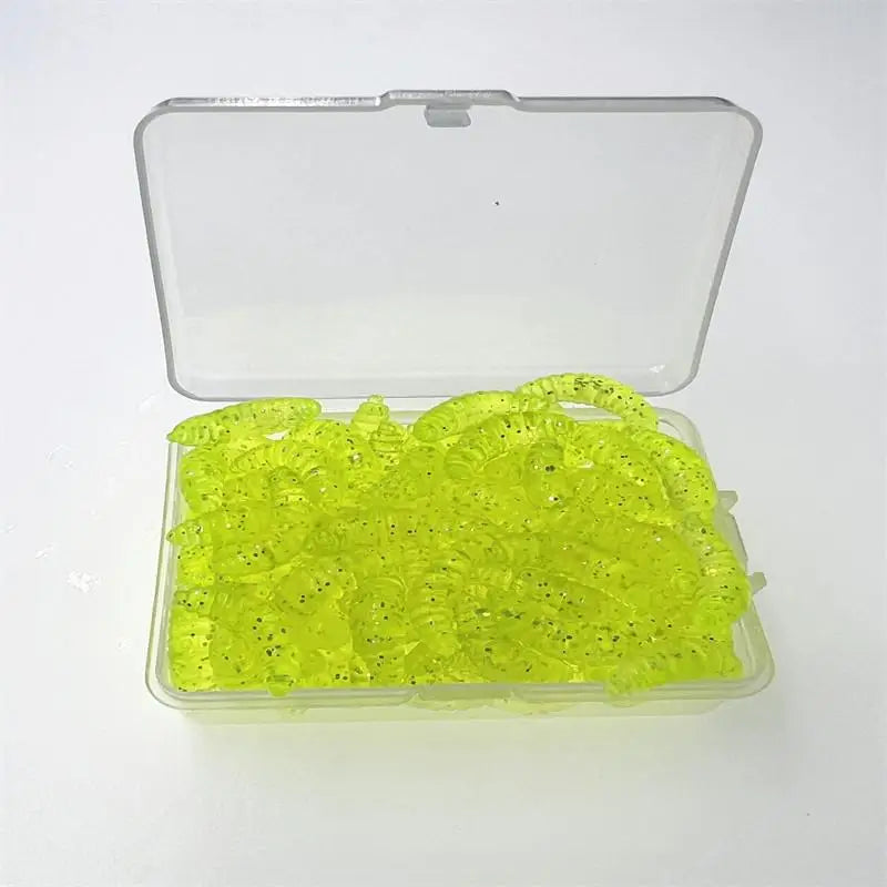 100Pcs Grub Soft Fishing Lures Silicone Worm Bait 2cm 0.3g Artificial