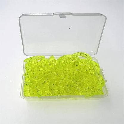 100Pcs Grub Soft Fishing Lures Silicone Worm Bait 2cm 0.3g Artificial