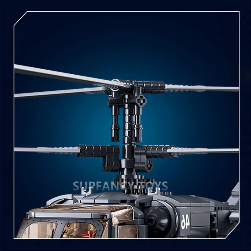 913PCS KA-52S Helicopter Gunship Model Bricks Coaxial Inversion Weapon Creative Building Blocks Educational Toys for Children-EXPROTAS