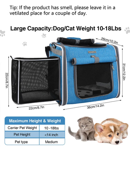 Dog Cat Bike Basket Expandable Pet Carrier Backpack 4-Door Foldable Bike Carrier
