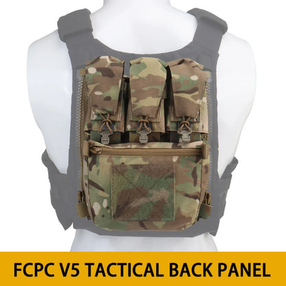 V5 FCPC Tactical Vest Back Panel Zipper Pouch Airsoft Expansion Bag Accessory