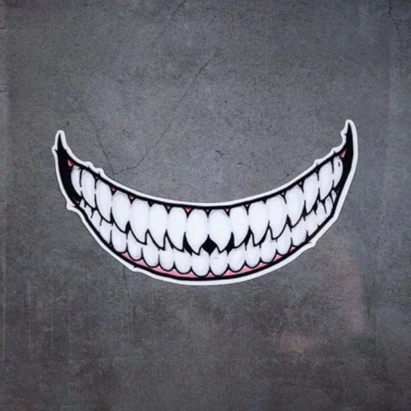 1pc Evil Teeth and Tongue Motorcycle Helmet Fuel Tank Stickers Racing Body Window Funny Decoration Universal Vinyl Decals-EXPROTAS