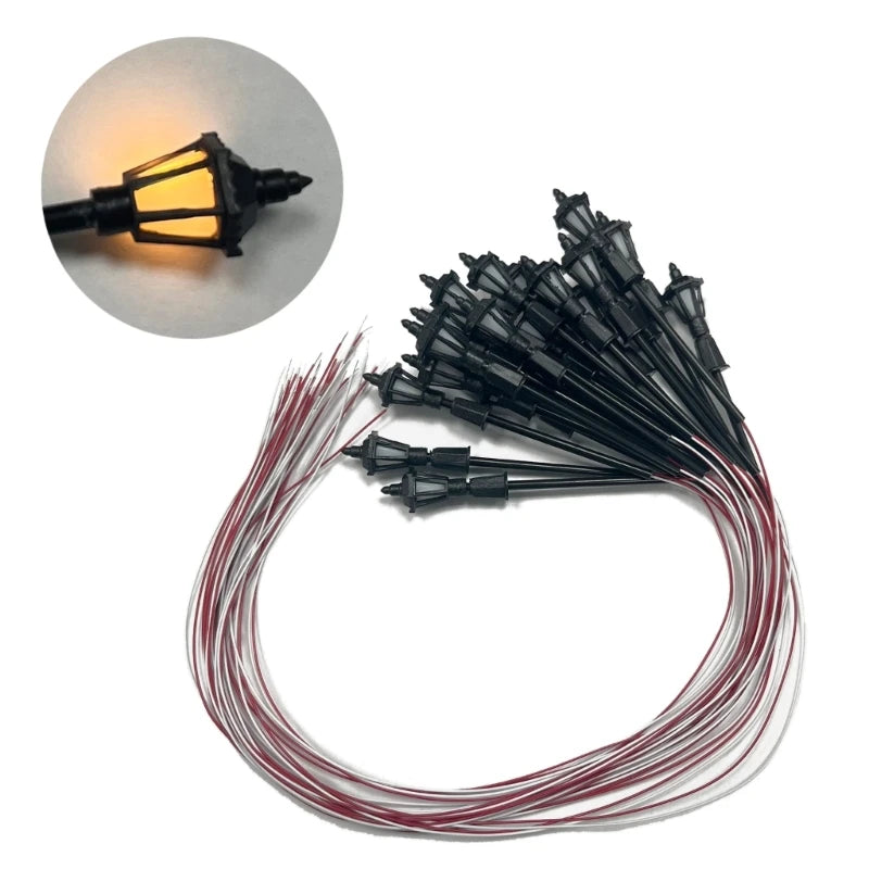 20pcs Model Street Lamp White Warm Light for Sand-table Exercise Garden