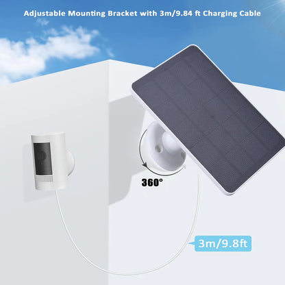 20W 5V Solar Panel Charger for Ring Spotlight/Stick Up Cam 3.5x1.35mm