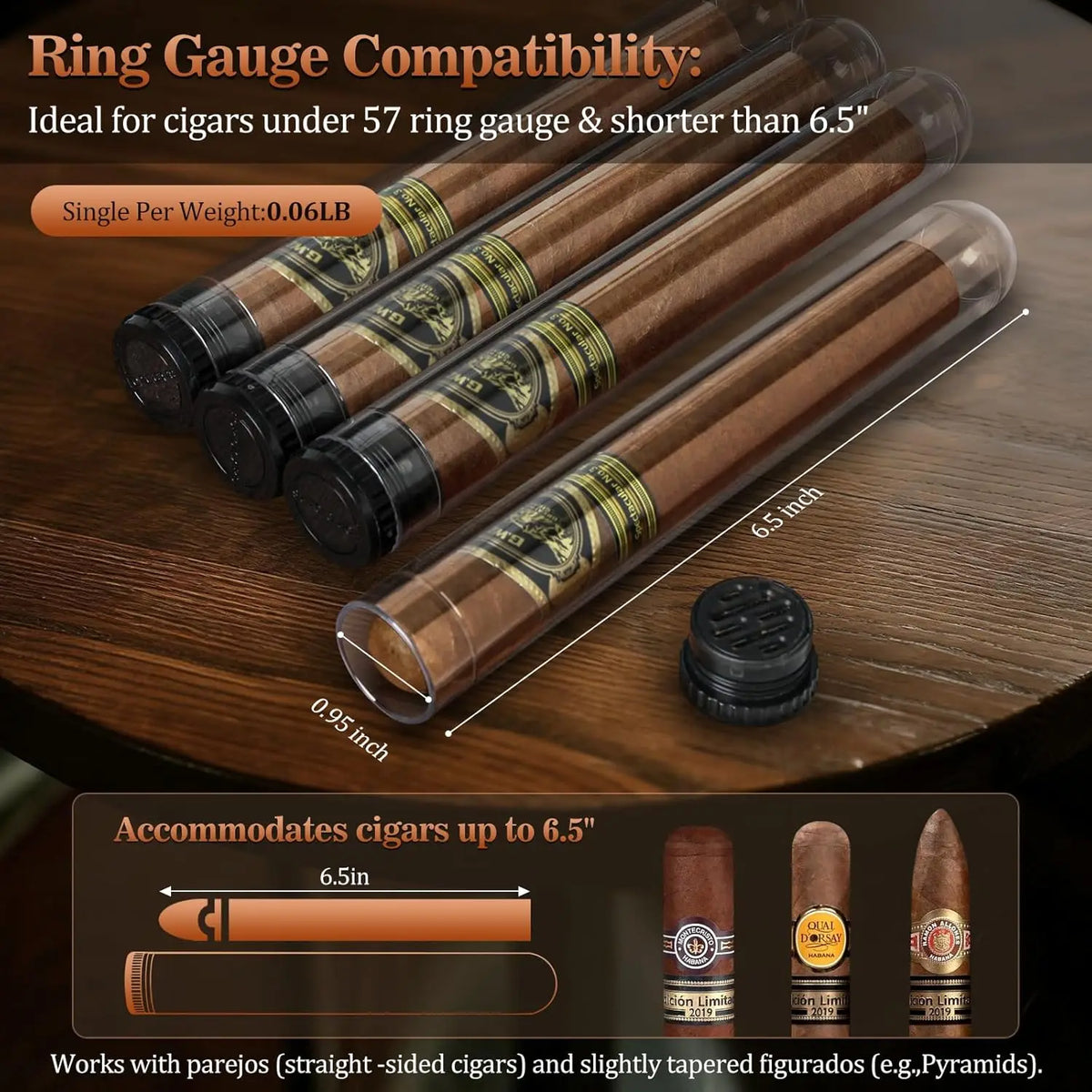 Leather Cigar Case Portable Travel Bag with 4 Tubes and Accessories